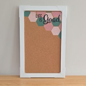 Life Is Good Cork Bulletin Board - Pink, Green, Natural